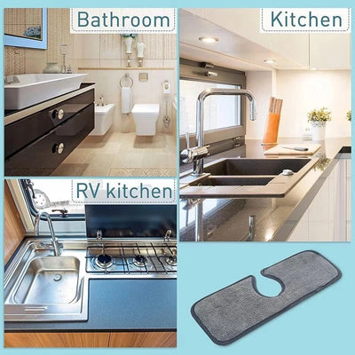 New Kitchen Sink Splash Mat With Buttons Faucet Counter Absorbent Mat Sink Splash Guard Microfiber Water Drying Pad For Bathroom