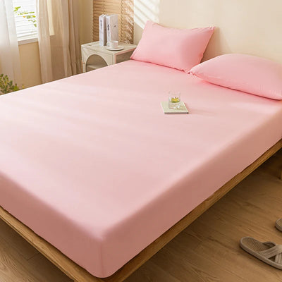 100% Waterproof Mattress Cover Fitted Bed Sheet with Elastic Band Anti-Slip Mattress Protector for Single Double Queen King Bed
