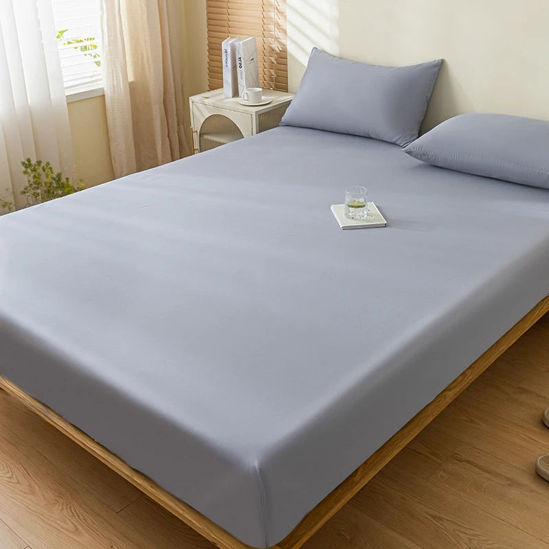 100% Waterproof Mattress Cover Fitted Bed Sheet with Elastic Band Anti-Slip Mattress Protector for Single Double Queen King Bed