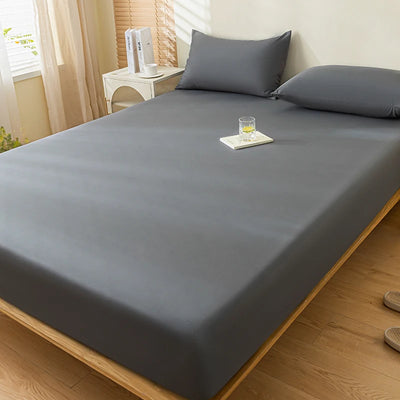 100% Waterproof Mattress Cover Fitted Bed Sheet with Elastic Band Anti-Slip Mattress Protector for Single Double Queen King Bed