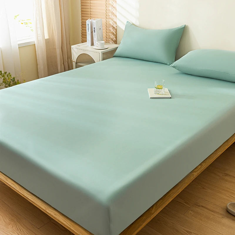 100% Waterproof Mattress Cover Fitted Bed Sheet with Elastic Band Anti-Slip Mattress Protector for Single Double Queen King Bed