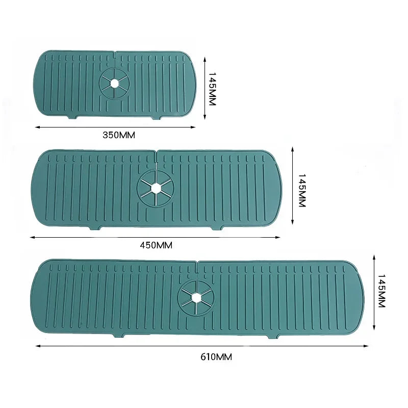 Kitchen Silicone Faucet Mat Water Ripples Faucet Water Catcher Mat Large Sink Splash Pad Countertop Protector Bathroom