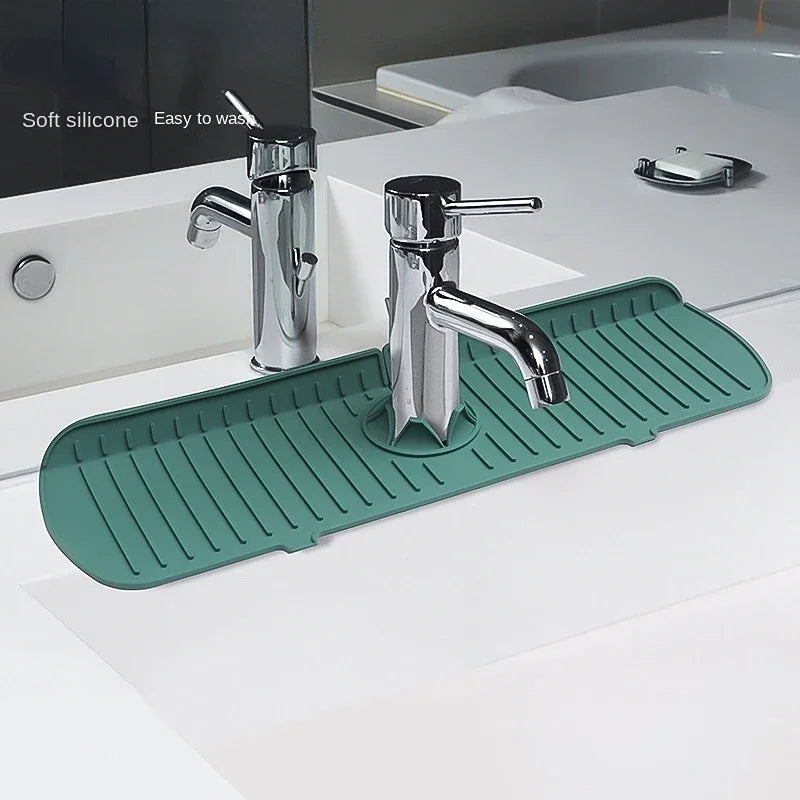 Kitchen Silicone Faucet Mat Water Ripples Faucet Water Catcher Mat Large Sink Splash Pad Countertop Protector Bathroom