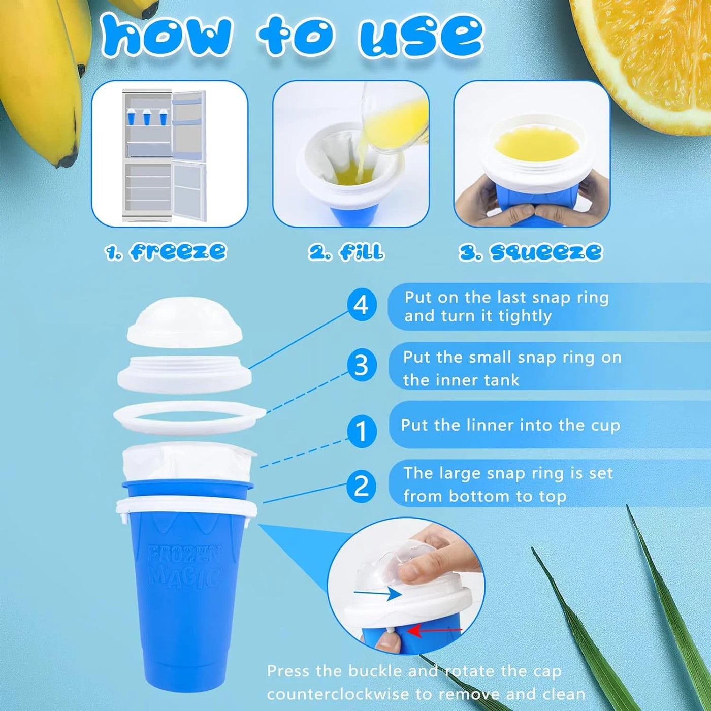 Slushy , Slushie Maker Squeeze, Tik Tok Quick Smoothies Cup, Insta Slushy Maker Cup With And Straws For & Adult