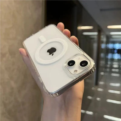 Clear Magnetic Circle Phone Case For iPhone 16 15 14 13 12 11 Pro Max XS XR 8 Plus For Magsafe Magnetic Wireless Charging Cases